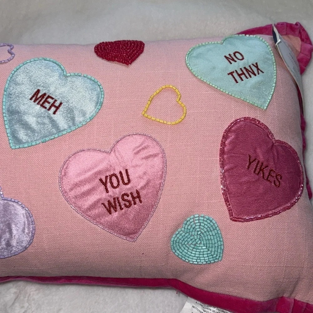 Cupcakes and Cashmere Valentines Conversation Heart Pillow